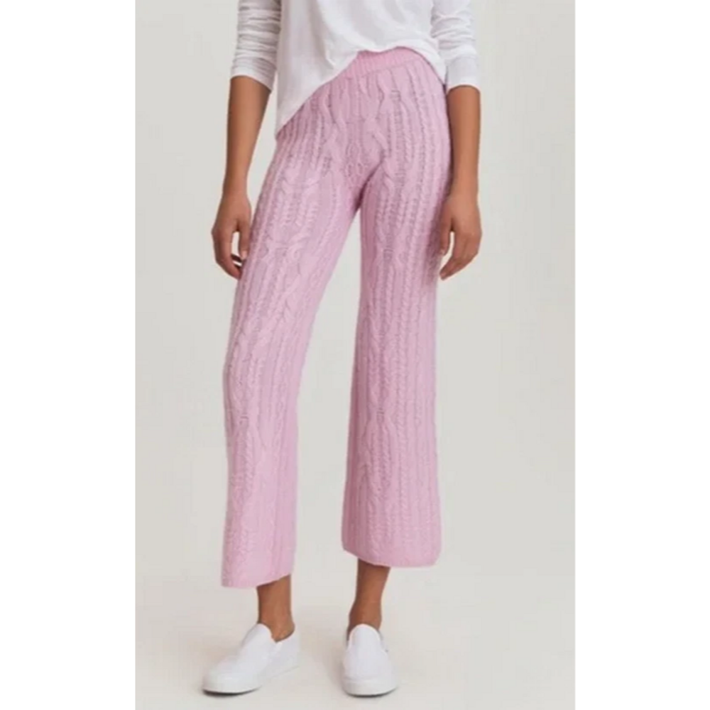Something Navy Rosie Cable Knit Wool/Cashmere Pants Light Pink